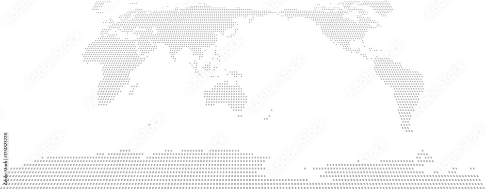 Simplified world vector map with square dot grid in APAC view (Bottom ...