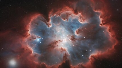 Wall Mural - Illustration of a Vibrant Nebula with Fiery Red and Blue Hues in Deep Space