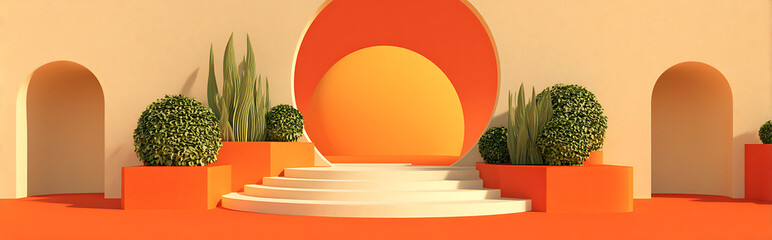 Wall Mural - Gentle immersive multi-sensory background for ar product previews with subtle gl