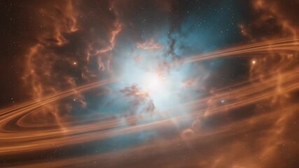 Wall Mural - Stunning 3D Abstract Space Nebula With Rings Glowing