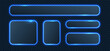 © Art_Stars - Neon light frames. Futuristic glass interface buttons set. Glowing UI shapes blue transparent vector