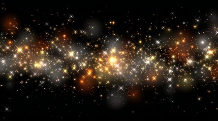 Wall Mural - Glowing christmas sparkles and shining light particles on transparent background, featuring elegant golden glitter, festive magic dust, and radiant bokeh effects for holiday cards, decorative designs,