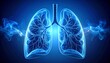 © Kifly - A futuristic medical illustration of the human respiratory system, with glowing blue lungs and bronchial tree.