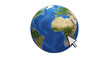 © Liv - Globe with mouse cursor vector. Global business and internet concept. Clicking on planet Earth. Worldwide communication and network. WWW, online searching, select, choose, point.
