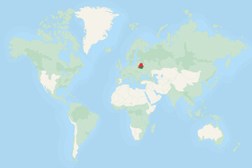 Naklejka na meble Belarus Highlighted on World Map with National Flag. Belarus Map and Flag.
