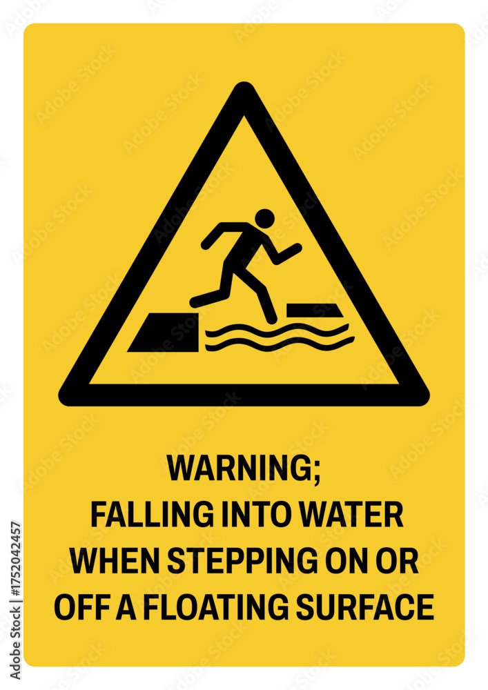 warning safety signs v3 uppercase text_warning ; falling into water ...