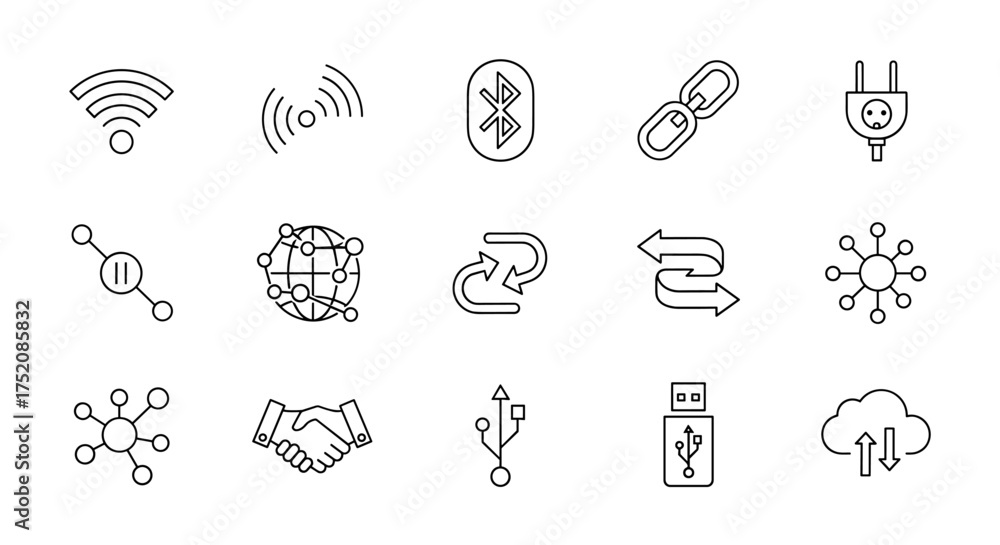 Technology Connectivity Container Icon Big set of connectivity and technology line icons. Vector symbols for ...