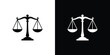 © Iconic Tarek - Scales of Justice Icon Set Silhouette. Scales Balanced Isolated on Split