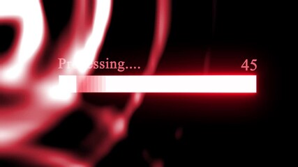 Futuristic uploading progress bar with distortion effect isolated on black background. Glitch loading bar. Animation of cyberpunk style loading bar with glitch effect