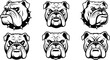 © Sumon Creative - Aggressive Bulldog Head Vector Set, Angry Mascot Logo Template