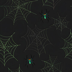 Spooky seamless spiderweb pattern vector for Halloween decoration with an insect spider on the net