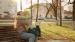 © TO LOVE - happy mom hugs little child son park sunset. warm autumn day. child kid runs hug mother. maternal care love. teamwork outdoors. good mood woman. children holidays. happy family walk. smiling mom