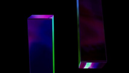 Wall Mural - Colorful 3D Cube Bar Rotate Animation with Dynamic Color Refraction Effect, 4K Seamless Looping Abstract Glass Column Motion Video for Digital Art and Creative Projects