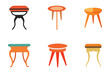© BIBI - Collection of Minimalist Stool Illustrations Featuring Various Styles and Colors Ideal for Furniture Designs and Interior Decor Projects