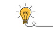 © NUSRAT - Isolated yellow light bulb drawing on white background representing new ideas brainstorming and innovative thinking for solutions and problem solving in business