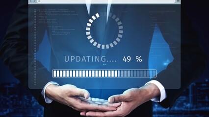 Wall Mural - Knowledge upgrade and software update, digital skills improvement, competitive advantage, continuous learning, and staying up to date with latest technology and software trends. Muxer