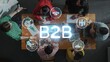 © InfiniteFlow - Engaging business meeting scene featuring diverse professionals collaborating over documents and digital tools, focusing on B2B strategies and innovative ideas. Raster