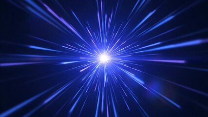 Wall Mural - Blue Light Streaks Overlay - A dark blue background features bright, glowing light streaks radiating outwards from a central point. This visual effect creates a dynamic, futuristic feel.