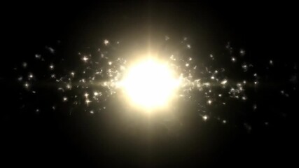 Wall Mural - Blue Light Explosion with Sparkling Particles - A bright, luminous blue light explodes outward from the center of the video, surrounded by many small, sparkling particles.