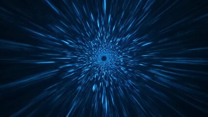 Wall Mural - Futuristic Tunnel of Blue Light - An abstract tunnel effect is created by streaks of neon blue light. The video depicts a sense of speed and space travel through a futuristic environment.