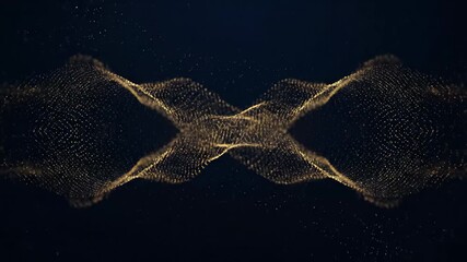 Wall Mural - Abstract Golden Particle Design on Navy Blue Background - An artistic digital illustration featuring a navy blue background and an abstract design.