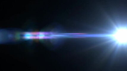 Wall Mural - Horizontal Lens Flare Effect on Black - A bright, horizontal lens flare effect is displayed against a solid black background. The light has a subtle rainbow-like color and stretches horizontally.