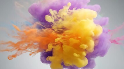 Wall Mural - Abstract Colorful Smoke Explosion - A vibrant explosion of colorful smoke in shades of orange, yellow, purple, and pink.
