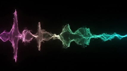Wall Mural - Colorful Sound Waves Visualization - Dynamic visualization of sound waves, shown in vibrant colors flowing across a dark background.