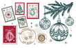 © oldesign - Christmas Stamps, mail, postcard hand-drawn illustrations.