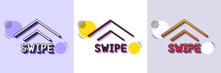 Wall Mural - Swipe up line icon. Halftone dotted pattern. Gradient icon with grain shadow. Scrolling arrow sign. Landing page scroll symbol. Line swipe up icon. Various designs. Vector
