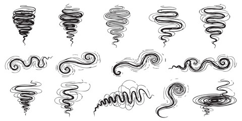 Set of smoke swirl isolated icons vector
