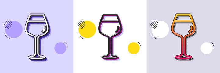 Wall Mural - Wine glass line icon. Halftone dotted pattern. Gradient icon with grain shadow. Bordeaux glass sign. Line bordeaux glass icon. Various designs. Vector