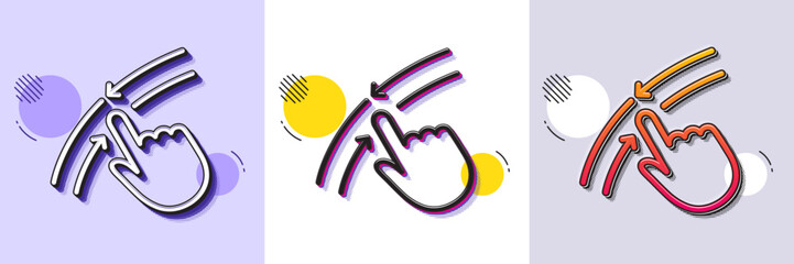 Wall Mural - Swipe up down line icon. Halftone dotted pattern. Gradient icon with grain shadow. Move finger sign. Touch technology symbol. Line swipe up icon. Various designs. Vector