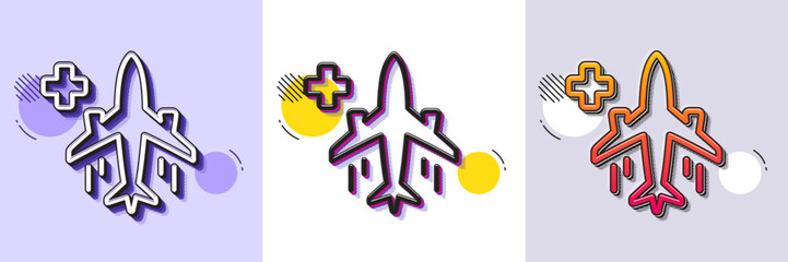 Wall Mural - Medical flight line icon. Halftone dotted pattern. Gradient icon with grain shadow. Medicine transport sign. Emergency service symbol. Line medical flight icon. Various designs. Vector