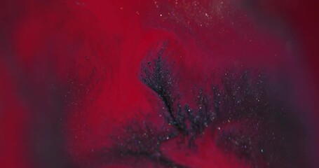 Wall Mural - Shiny fluid. Bokeh art. Blur red purple color ink glitter texture acrylic chemical substance spilling on abstract creative background.