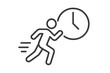 © Hanna - Man running against the clock. Race against time metaphor. Concept of deadline pressure, fast delivery, time management, business urgency, speed, efficiency, and productivity.