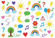 © Md Abdul Halim - Vector illustration of collection of handdrawn colorful icons and symbols isolated on white