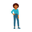 © Colorfuel Studio - Happy African American Woman Standing with Hand on Hip in Casual Clothes Illustration