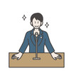 © JURI - 演説する女性の総理大臣のイラスト