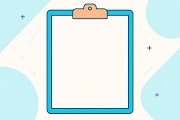 Wall Mural - Blank clipboard mockup with blue frame and pastel clip on light background featuring abstract shapes and clean layout style for branding display. Ai generative