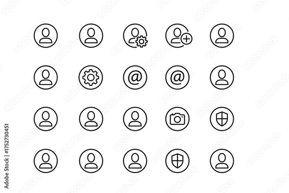 User profile and settings icon set for web and mobile app UI. Includes ...