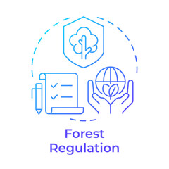 Wall Mural - Forest regulation blue gradient concept icon. Ecology preservation, environment protection. Round shape line illustration. Abstract idea. Graphic design. Easy to use in brochure, booklet