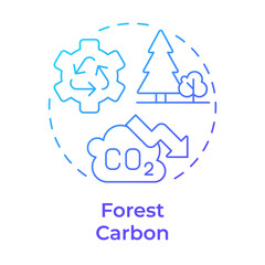 Wall Mural - Forest carbon blue gradient concept icon. Emissions decrease, pollution. Air quality, ecology. Round shape line illustration. Abstract idea. Graphic design. Easy to use in brochure, booklet