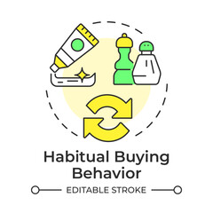 Wall Mural - Habitual buying behavior multi color concept icon. Commerce, sales. Customer purchase. Round shape line illustration. Abstract idea. Graphic design. Easy to use in infographic, article