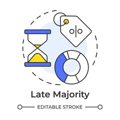 Wall Mural - Late majority multi color concept icon. Statistical diagram, discount. Time control. Round shape line illustration. Abstract idea. Graphic design. Easy to use in infographic, article