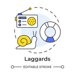 Wall Mural - Laggards multi color concept icon. Old technology. Pie chart, statistics. Society, community. Round shape line illustration. Abstract idea. Graphic design. Easy to use in infographic, article