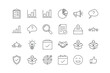 © Daniel - Business and survey line icon set. Thin vector icons for web design. Includes checklist, chart, graph, rating, feedback, idea, target, and approval symbols for marketing.