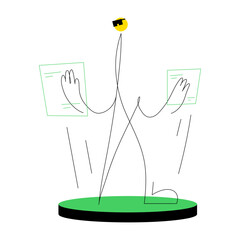 Canvas Print - An outline style illustration depicting online money