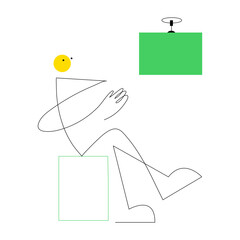 Canvas Print - An outline style illustration depicting online money