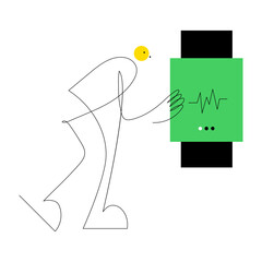 Canvas Print - An outline style illustration depicting online money